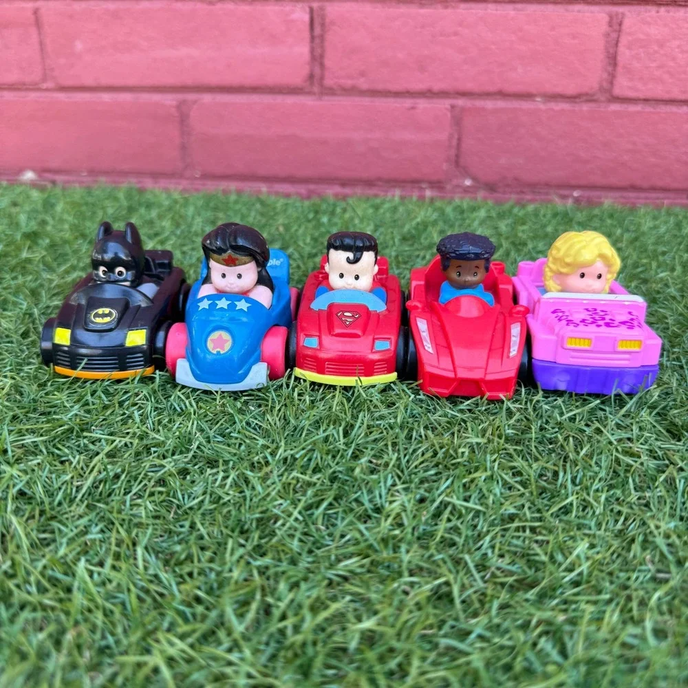 Vtg Fisher Price‎ Little People Wheelies DC Super Friends Batman Superman Wonder